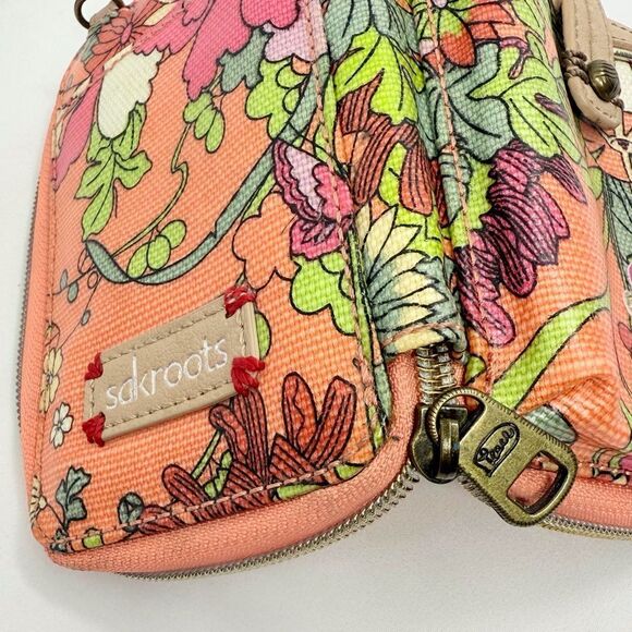 Sakroots Peach Pink Floral Print Mini Convertible Wristlet Crossbody Wallet - Picture 12 of 16